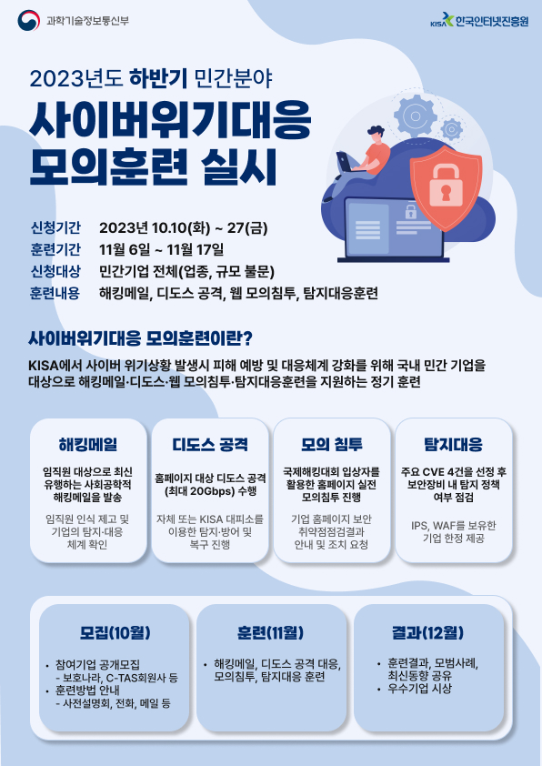 231010-KISA-참고이미지(23년 하반기 사이버 위기대응 모의훈련 참여기업 모집 포스터).jpg